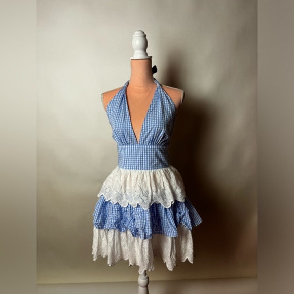 NWT Dolls Kill Call Me Yours Babydoll Dress in blue gingham - Picture 1 of 5